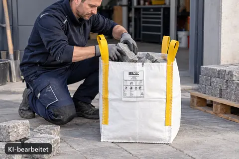 Big Bag BB45T, 45 × 45 × 60 cm, im Einsatz (KI-bearbeitetes Bild)