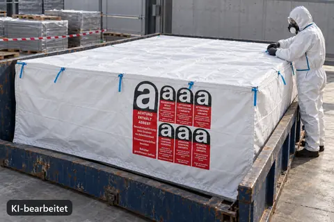 Containerbag BBA620, 620 × 240 × 115 cm, im Einsatz (KI-bearbeitetes Bild)