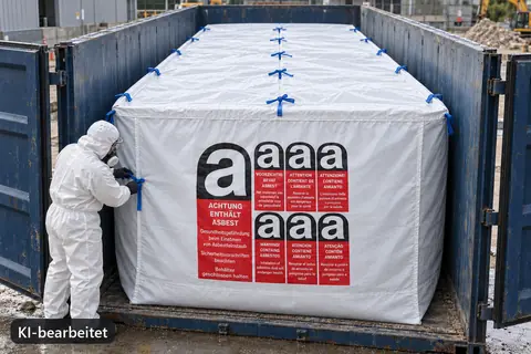Containerbag BBA651, 650 × 240 × 240 cm, im Einsatz (KI-bearbeitetes Bild)