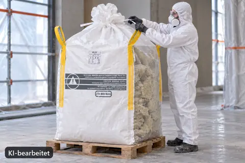 Big Bag BBM125, 125 × 125 × 150 cm, im Einsatz (KI-bearbeitetes Bild)