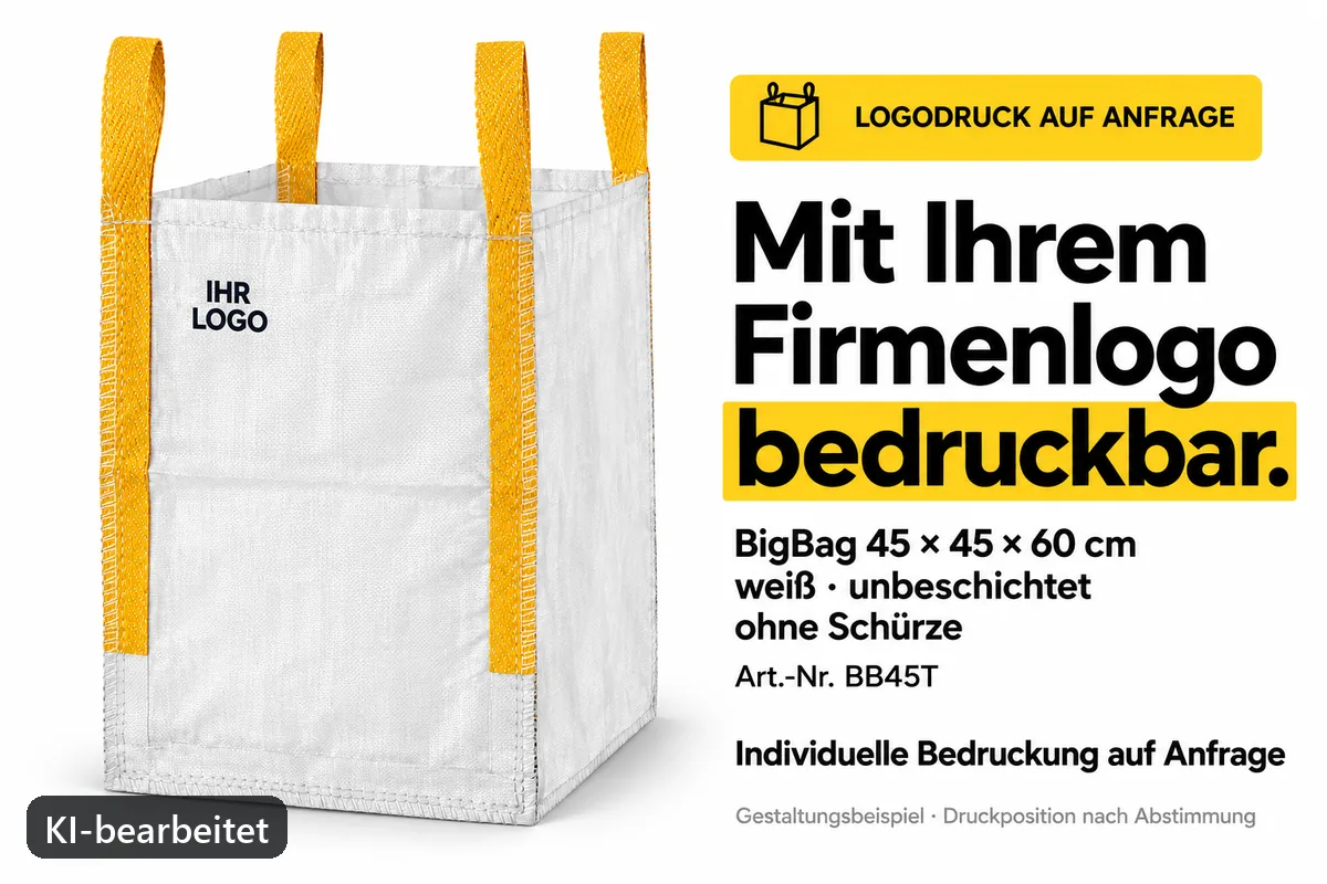 Big Bag BB45T mit Firmenlogo bedruckt, KI-bearbeitetes Gestaltungsbeispiel