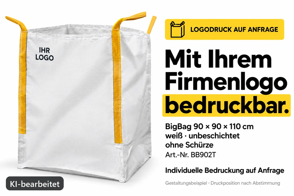 Big Bag BB902T mit Firmenlogo bedruckt, KI-bearbeitetes Gestaltungsbeispiel