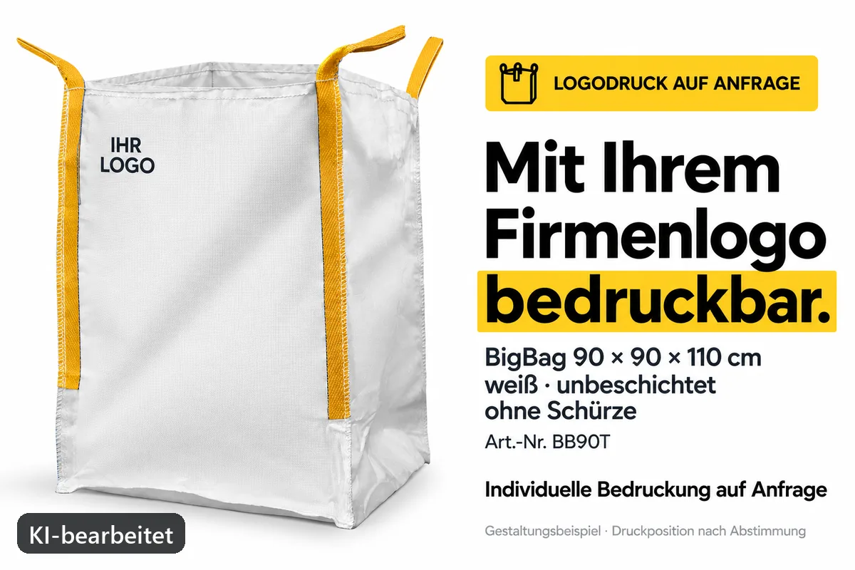 Big Bag BB90T mit Firmenlogo bedruckt, KI-bearbeitetes Gestaltungsbeispiel