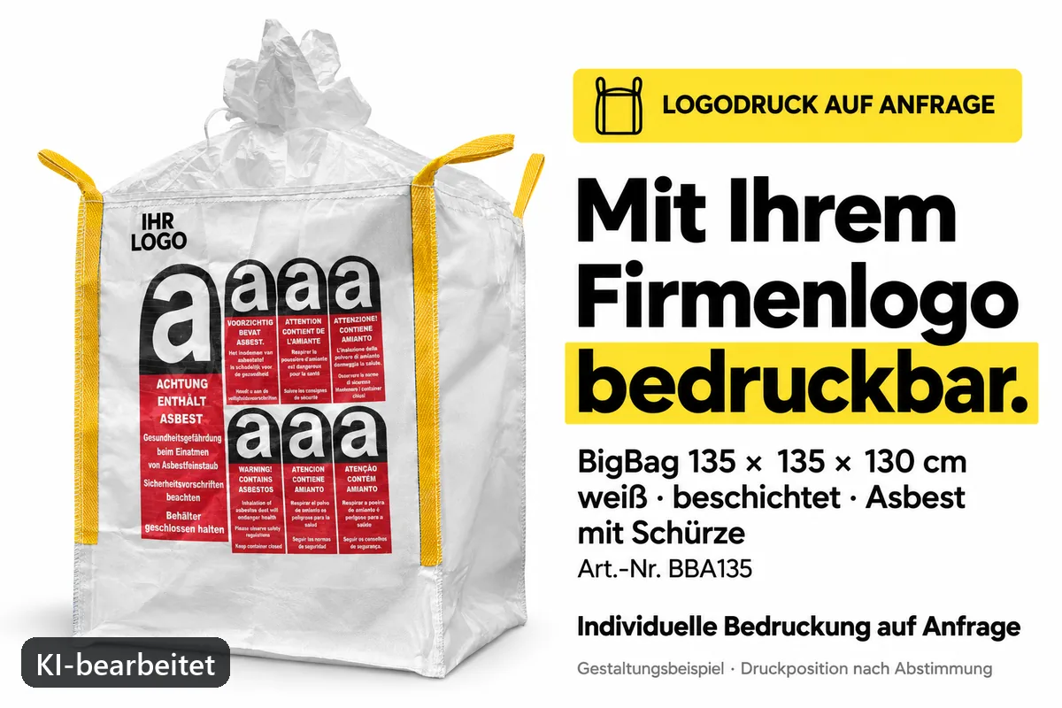 Big Bag BBA135 mit Firmenlogo bedruckt, KI-bearbeitetes Gestaltungsbeispiel
