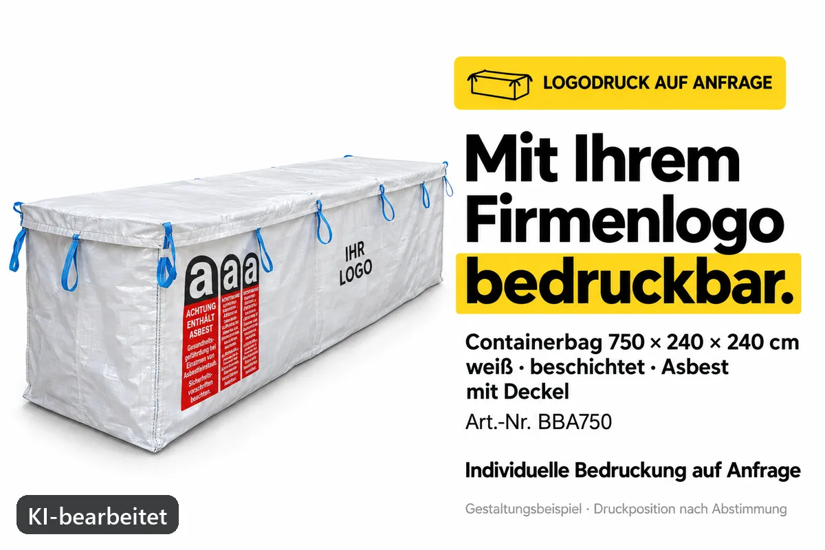 Containerbag BBA750 mit Firmenlogo bedruckt, KI-bearbeitetes Gestaltungsbeispiel