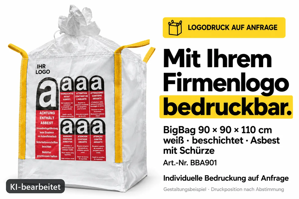 Big Bag BBA901 mit Firmenlogo bedruckt, KI-bearbeitetes Gestaltungsbeispiel
