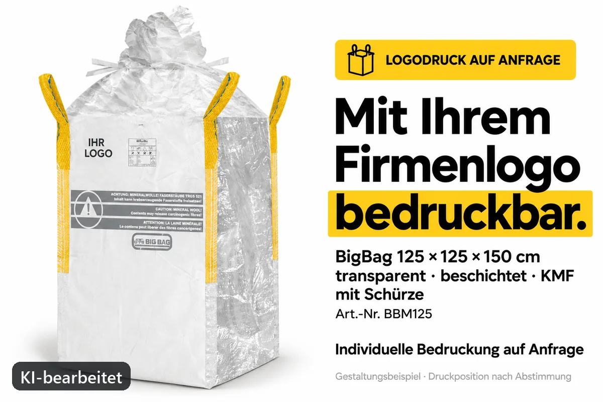 Big bag BBM125 printed with a company logo, AI-edited design example