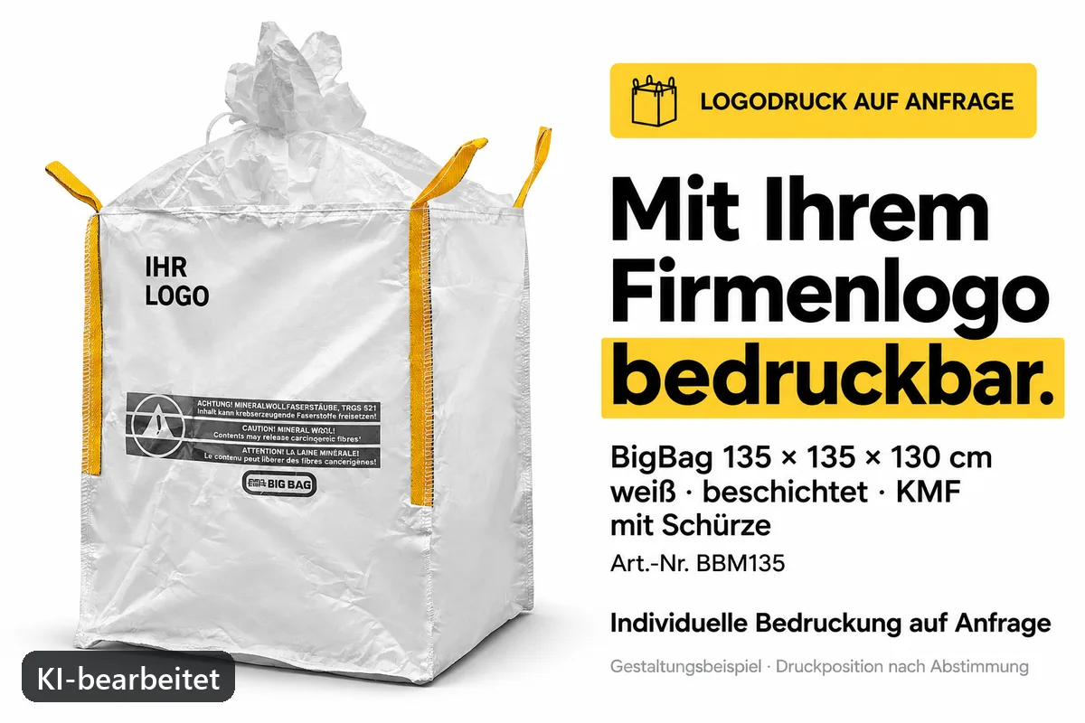 Big Bag BBM135 mit Firmenlogo bedruckt, KI-bearbeitetes Gestaltungsbeispiel