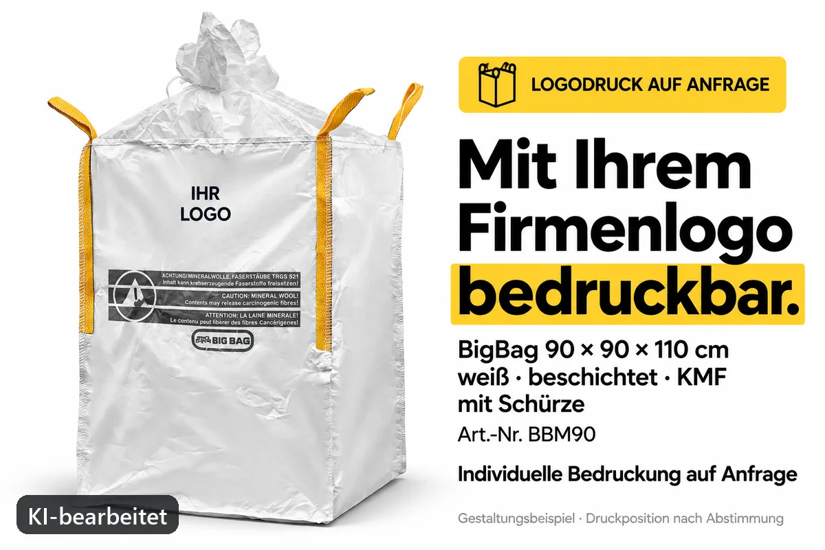 Big Bag BBM90 mit Firmenlogo bedruckt, KI-bearbeitetes Gestaltungsbeispiel