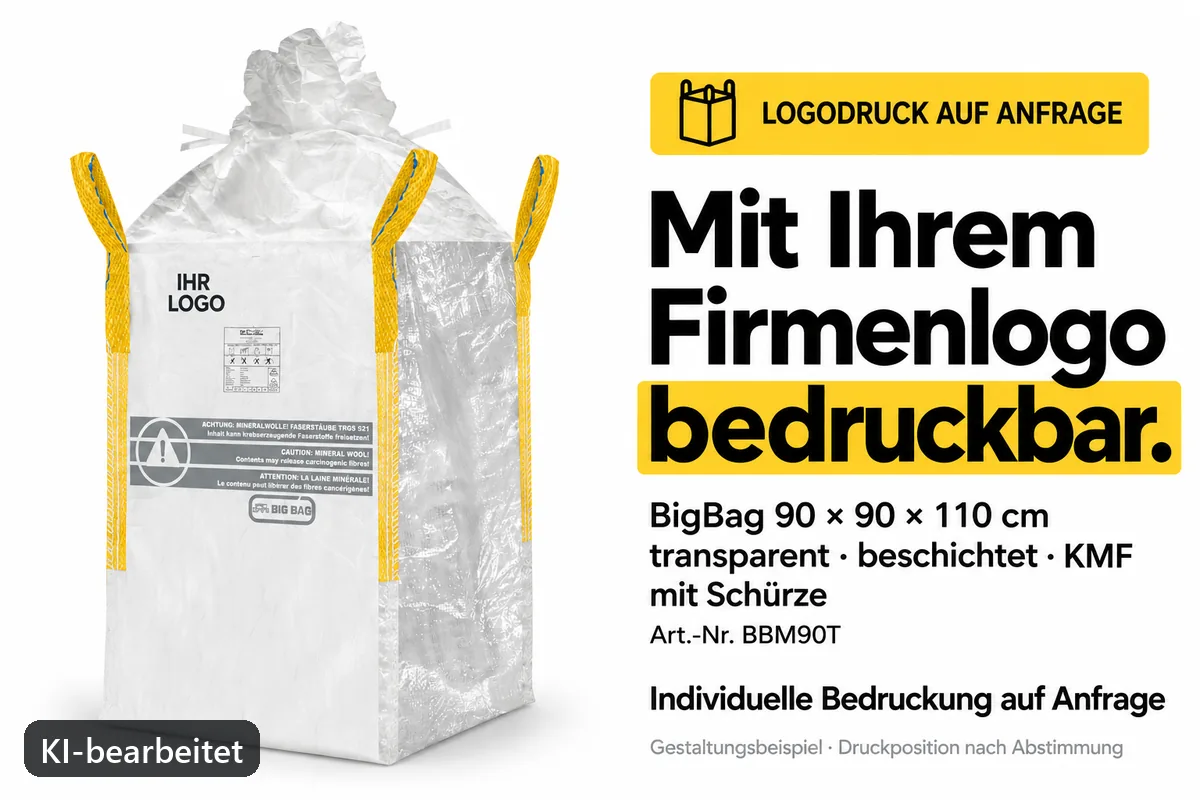 Big Bag BBM90T mit Firmenlogo bedruckt, KI-bearbeitetes Gestaltungsbeispiel