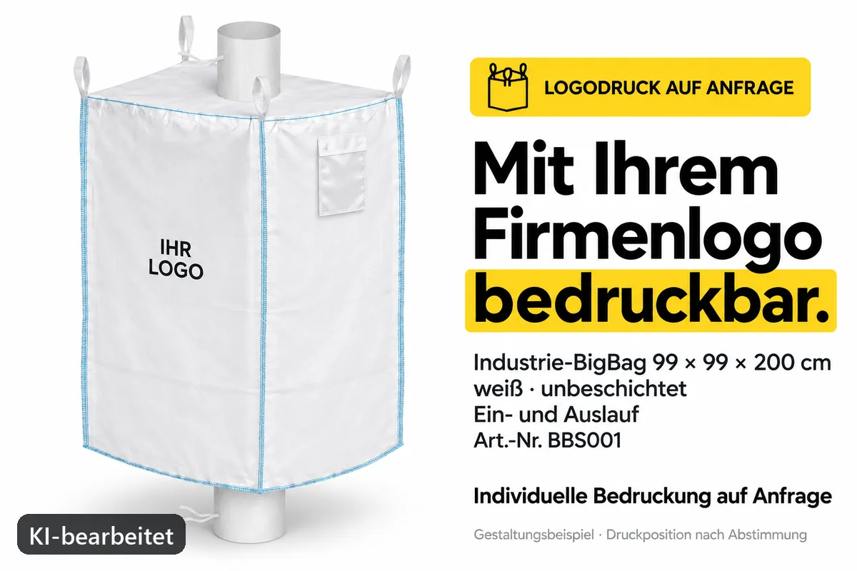 Special big bag BBS001 printed with a company logo, AI-edited design example