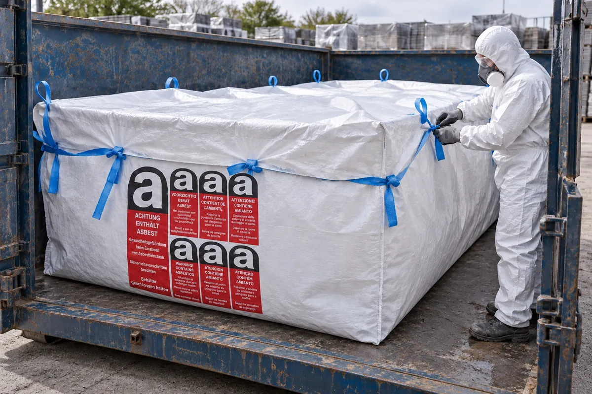 Big bag para contenedor BBA620PE en uso, imagen de uso editada con IA