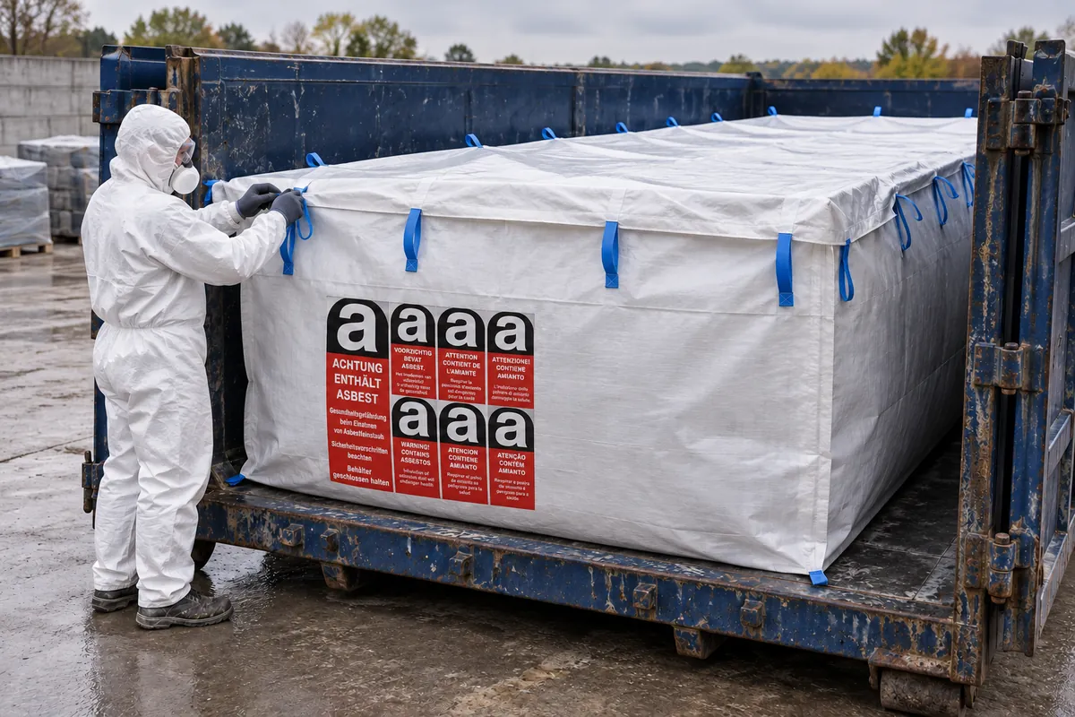 Big bag para contenedor BBA700 en uso, imagen de uso editada con IA