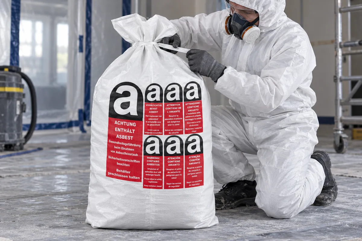 Platte PP-zak PPFBA80 in gebruik, met AI bewerkte toepassingsafbeelding