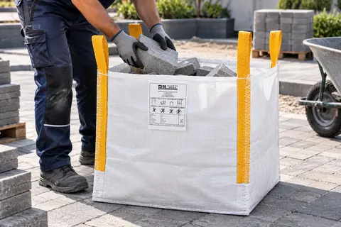 Big bag BB60T, 60 × 60 × 60 cm, in gebruik (met AI bewerkte afbeelding)
