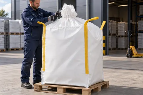 Big bag BB901, 90 × 90 × 110 cm, in gebruik (met AI bewerkte afbeelding)