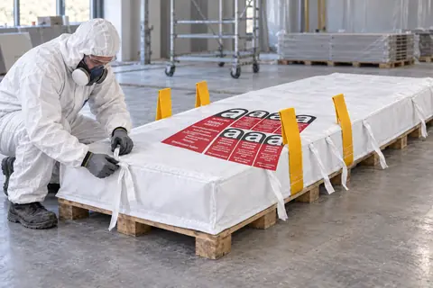 Platenzak BBA320, 320 × 125 × 30 cm, in gebruik (met AI bewerkte afbeelding)