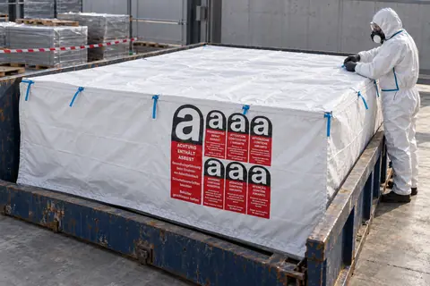Containerzak BBA620, 620 × 240 × 115 cm, in gebruik (met AI bewerkte afbeelding)