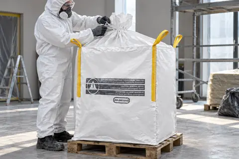 Big bag BBM90, 90 × 90 × 110 cm, in gebruik (met AI bewerkte afbeelding)