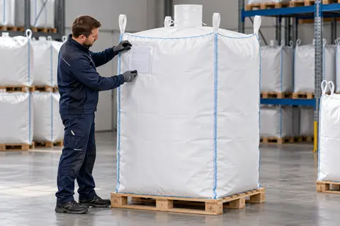 Speciale big bag BBS004, 100 × 100 × 200 cm, in gebruik (met AI bewerkte afbeelding)
