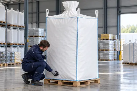 Speciale big bag BBS005, 100 × 100 × 200 cm, in gebruik (met AI bewerkte afbeelding)