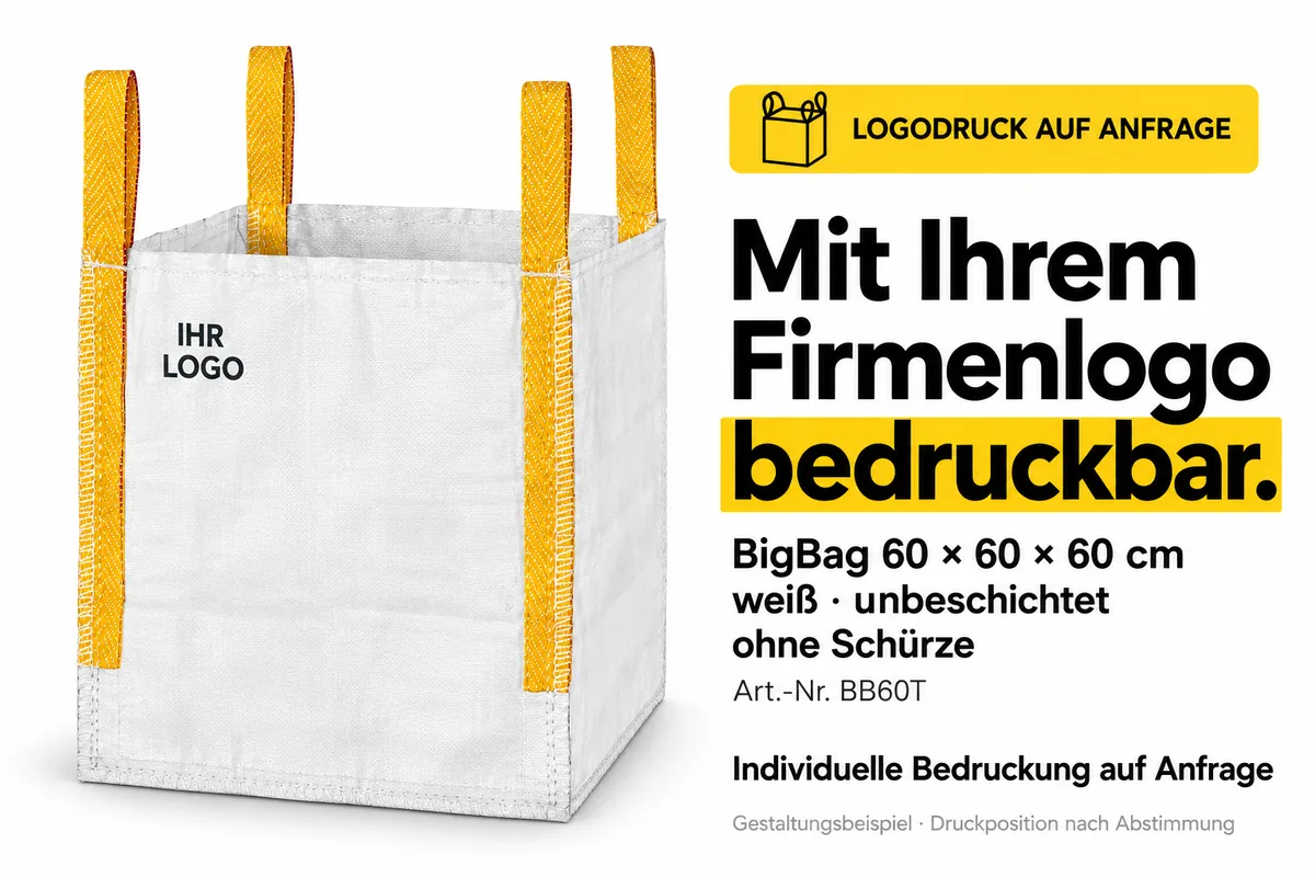 Big bag BB60T impreso con el logotipo de una empresa, ejemplo de diseño editado con IA