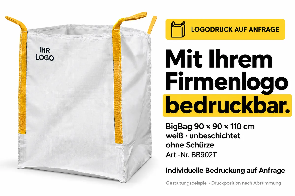 Big bag BB902T bedrukt met een bedrijfslogo, met AI bewerkt ontwerpvoorbeeld
