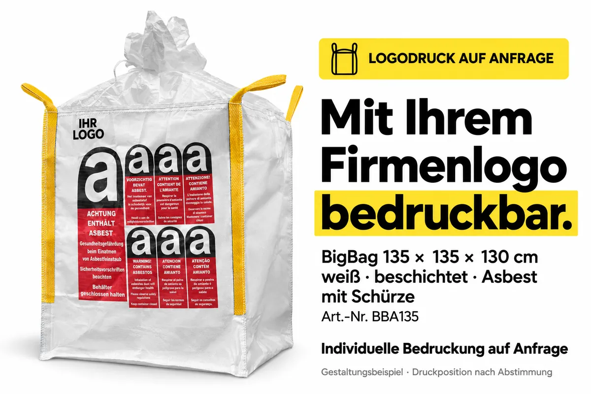 Big bag BBA135 impreso con el logotipo de una empresa, ejemplo de diseño editado con IA