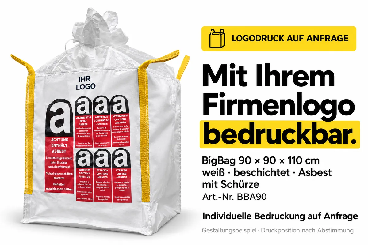 Big bag BBA90 bedrukt met een bedrijfslogo, met AI bewerkt ontwerpvoorbeeld