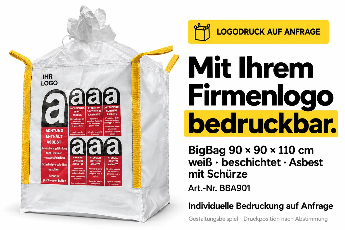 Big bag BBA901 bedrukt met een bedrijfslogo, met AI bewerkt ontwerpvoorbeeld