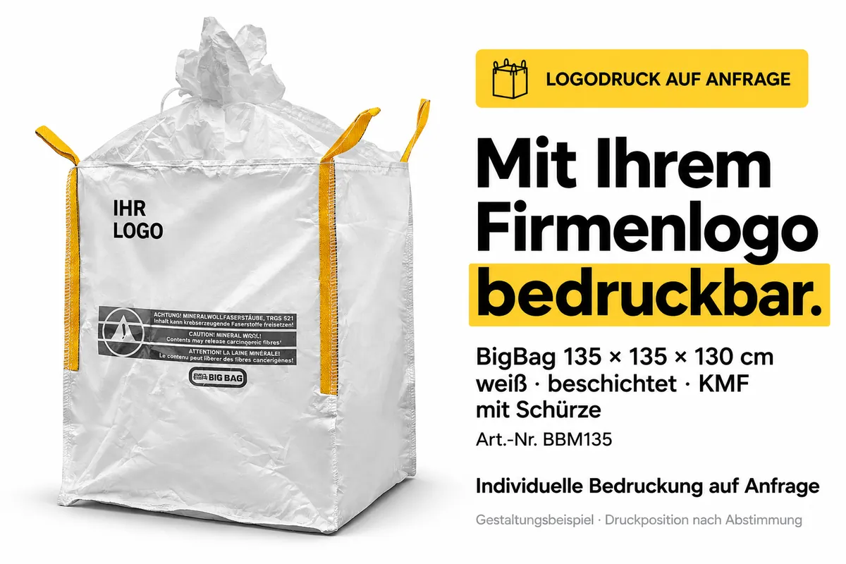 Big bag BBM135 påtrykt firmalogo, AI-redigeret designeksempel