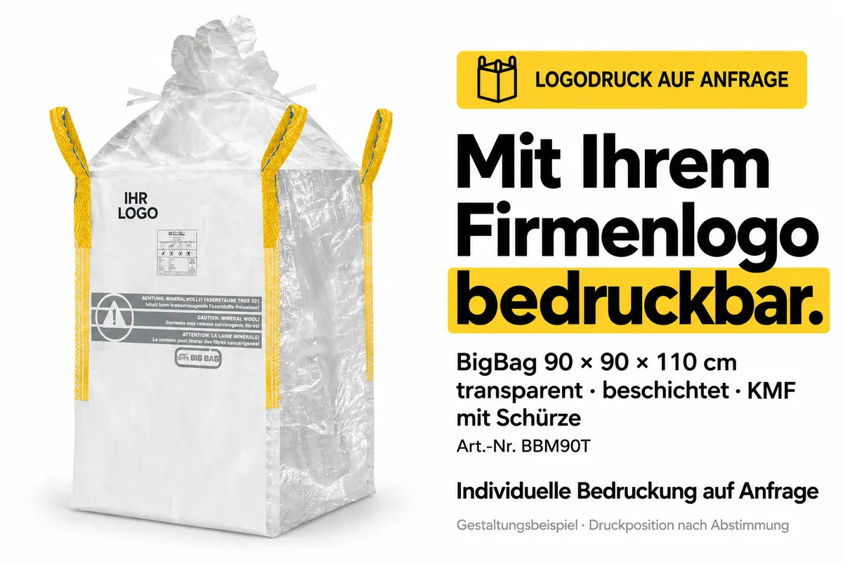 Big bag BBM90T impreso con el logotipo de una empresa, ejemplo de diseño editado con IA