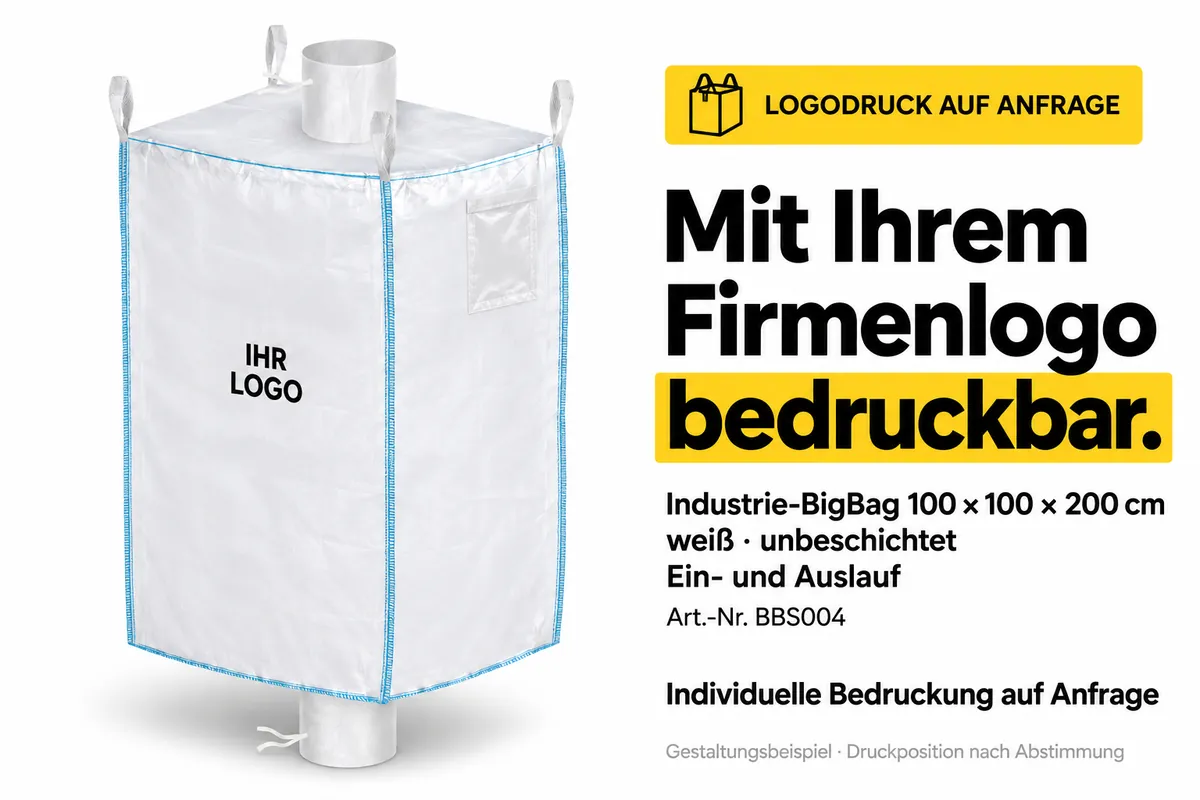 Big bag especial BBS004 impreso con el logotipo de una empresa, ejemplo de diseño editado con IA