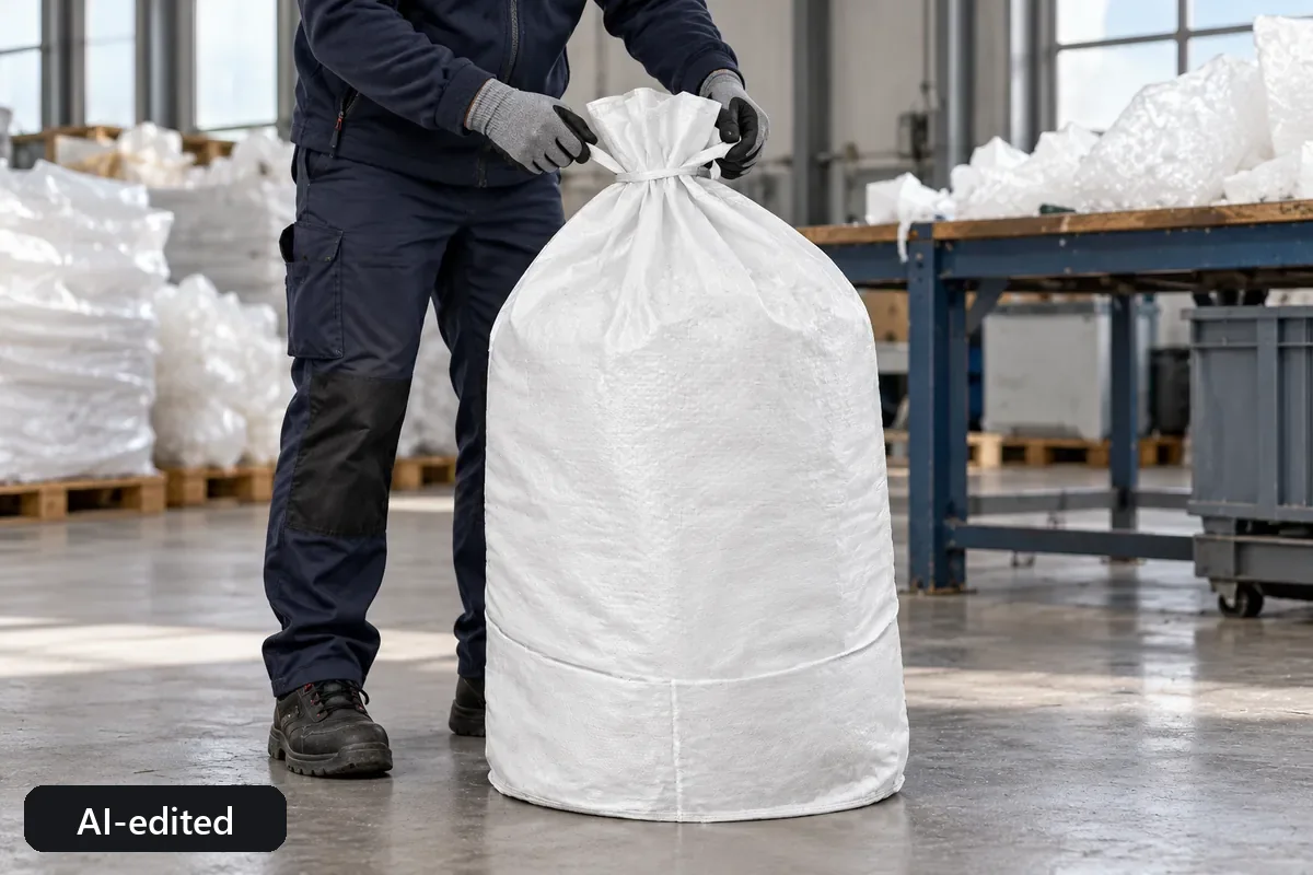 PP flat bag PPFB80PE in use, AI-edited application image