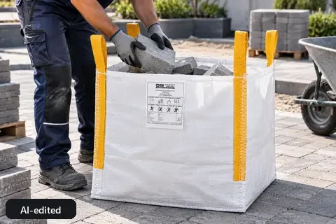 Big bag BB60T, 60 × 60 × 60 cm, in use (AI-edited image)
