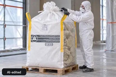 Big bag BBM125, 125 × 125 × 150 cm, in use (AI-edited image)