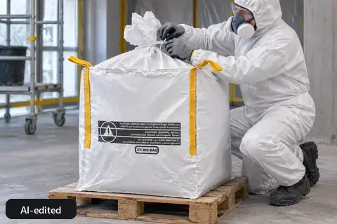 Big bag BBM70, 70 × 70 × 70 cm, in use (AI-edited image)