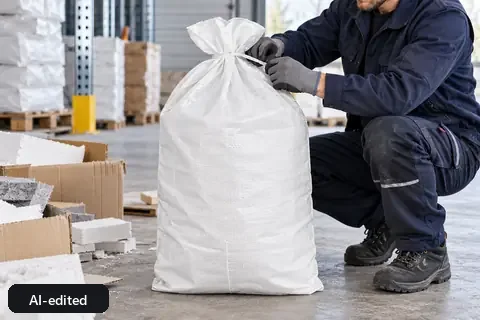 PP flat bag PPFB70, 70 × 110 cm, in use (AI-edited image)