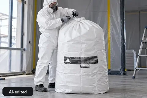 PP flat bag PPFBM140, 140 × 220 cm, in use (AI-edited image)