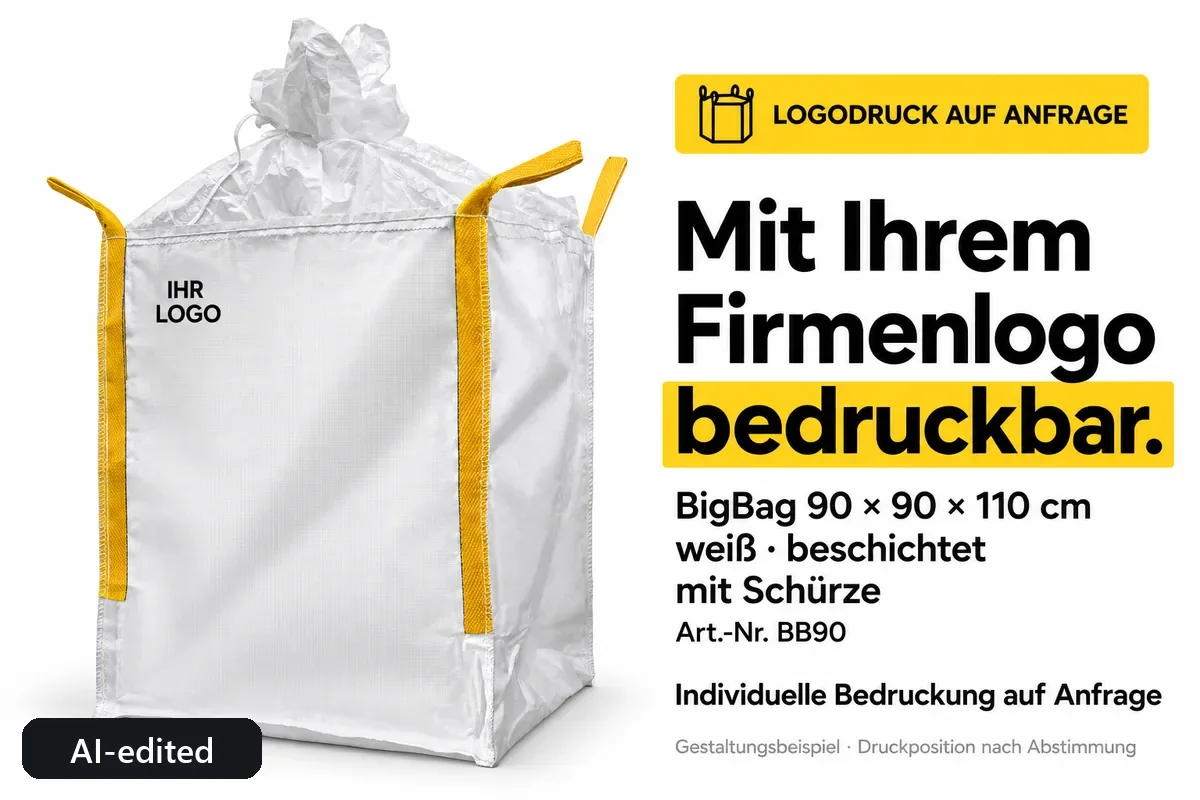 Big bag BB90 printed with a company logo, AI-edited design example