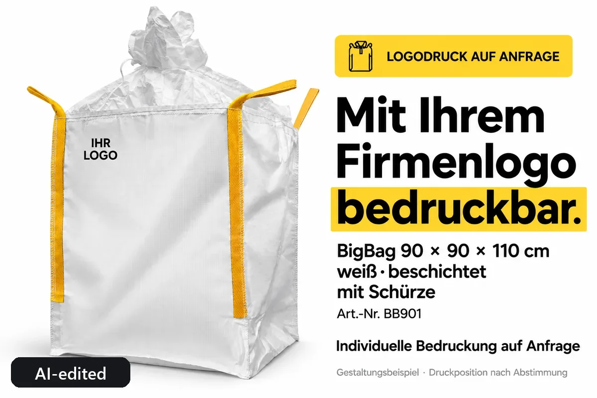 Big bag BB901 printed with a company logo, AI-edited design example