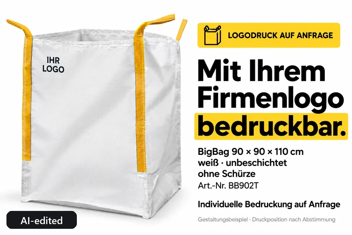 Big bag BB902T printed with a company logo, AI-edited design example