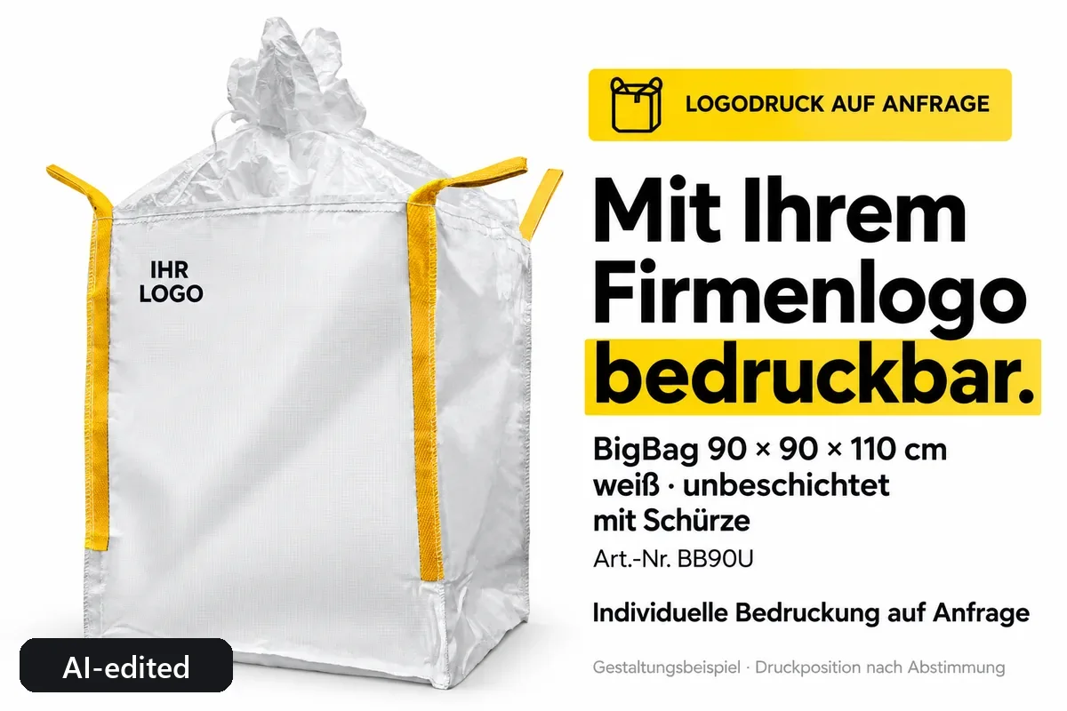 Big bag BB90U printed with a company logo, AI-edited design example