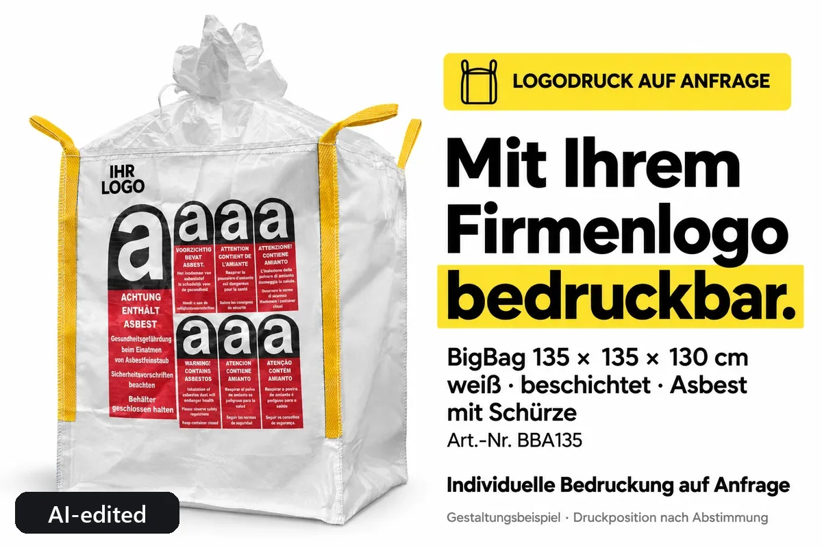 Big bag BBA135 printed with a company logo, AI-edited design example