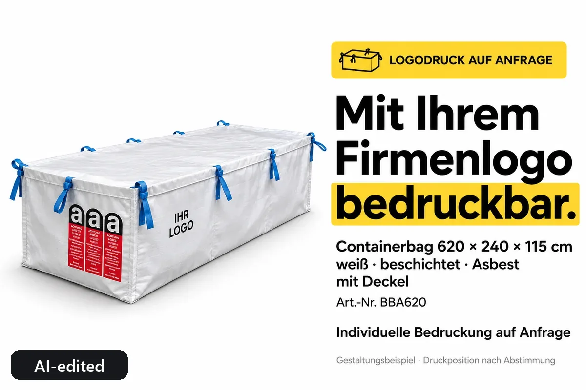 Container bag BBA620 printed with a company logo, AI-edited design example