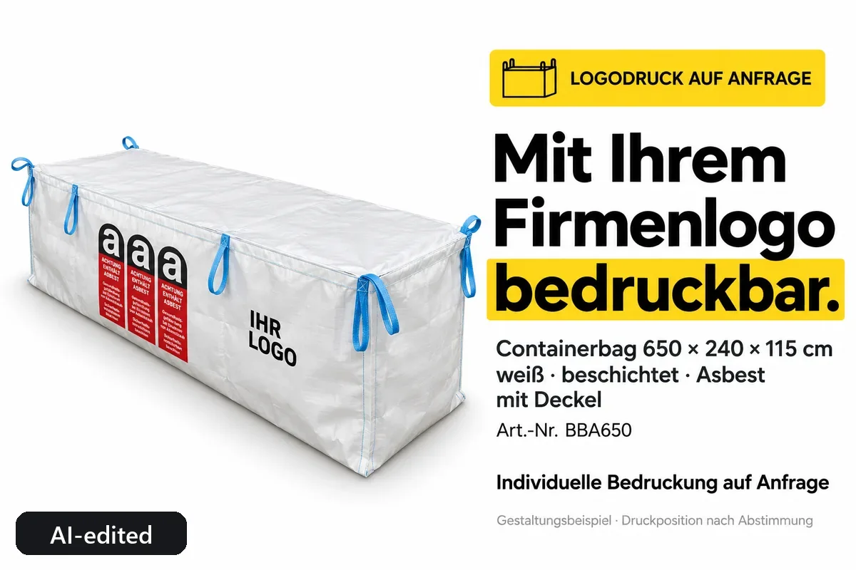 Container bag BBA650 printed with a company logo, AI-edited design example
