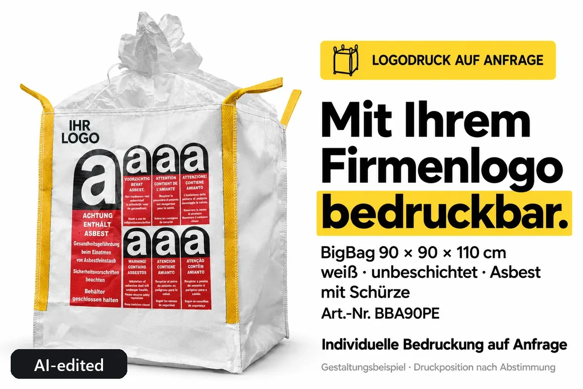 Big bag BBA90PE printed with a company logo, AI-edited design example