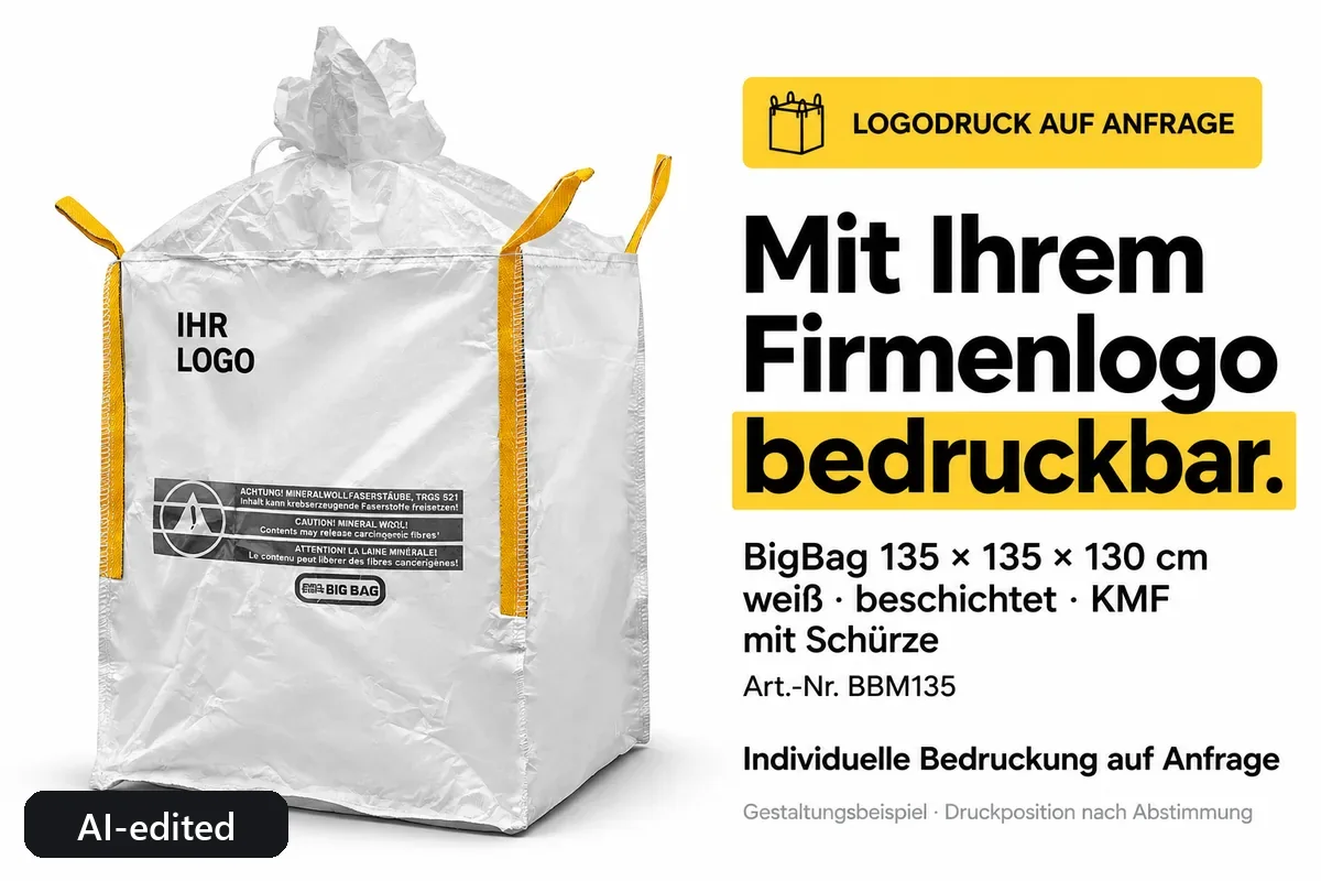 Big bag BBM135 printed with a company logo, AI-edited design example
