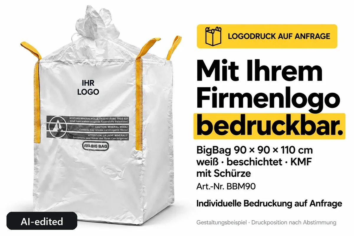 Big bag BBM90 printed with a company logo, AI-edited design example