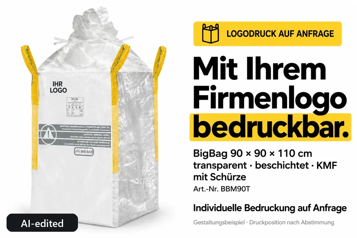 Big bag BBM90T printed with a company logo, AI-edited design example